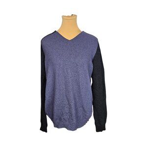 Vince Navy Blue Baseball Sleeve Wool Cashmere Blend Long Sleeve Top Sz M